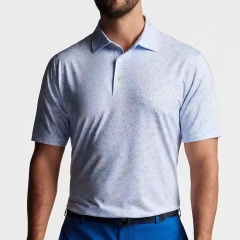 Factory Direct Men’s Light Blue Micro-Pattern Performance Golf Polo Shirt