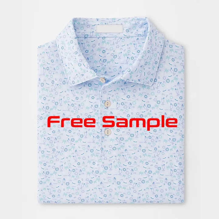 Factory Direct Men’s Light Blue Micro-Pattern Performance Golf Polo Shirt
