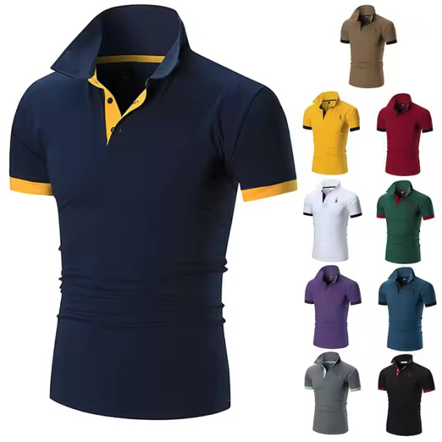 Made-to-order Men’s Slim Fit Contrast Collar Polo Shirt – Dark Green with Red Accents