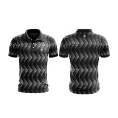 Customized Men’s White Geometric Stripe Polo Shirt – Contrast Trim Tech Fabric
