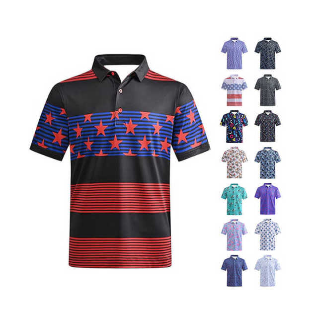 Customized Men’s All-Over Print Performance Polo Shirt – Graphic Pattern Collection (15 Styles)