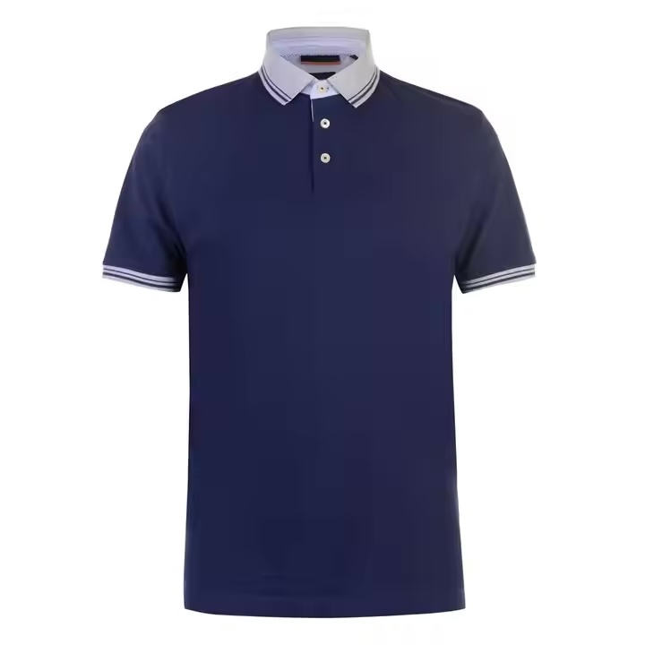 Made-to-order Men’s Classic Navy Polo Shirt – Contrast Collar and Cuff Trim