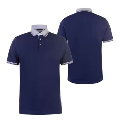 Made-to-order Men’s Classic Navy Polo Shirt – Contrast Collar and Cuff Trim