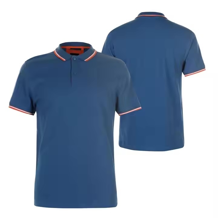 Made-to-order Men’s Classic Navy Polo Shirt – Contrast Collar and Cuff Trim