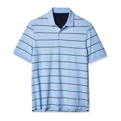 Customized Men’s Light Blue Horizontal Stripe Performance Polo Shirt