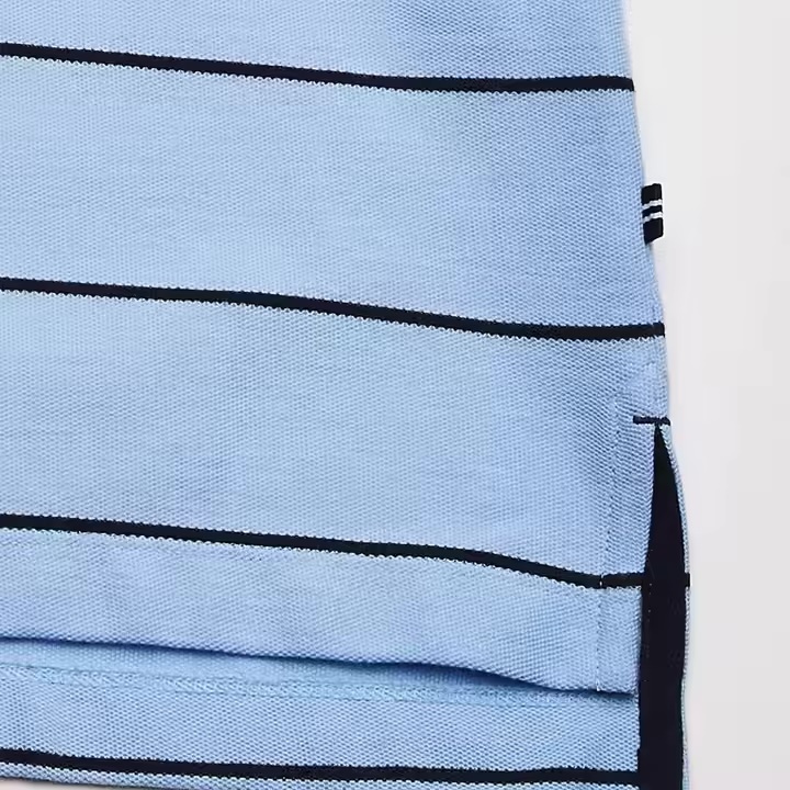 Customized Men’s Light Blue Horizontal Stripe Performance Polo Shirt