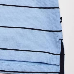 Customized Men’s Light Blue Horizontal Stripe Performance Polo Shirt