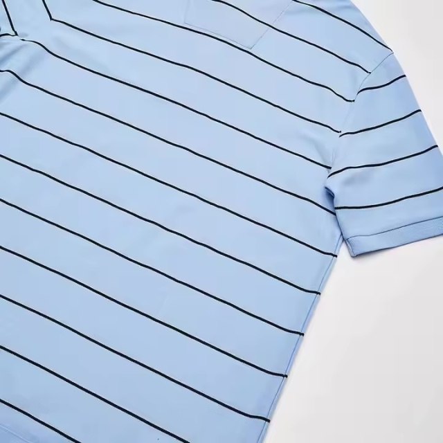 Customized Men’s Light Blue Horizontal Stripe Performance Polo Shirt