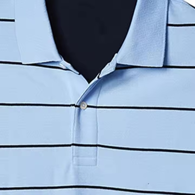 Customized Men’s Light Blue Horizontal Stripe Performance Polo Shirt
