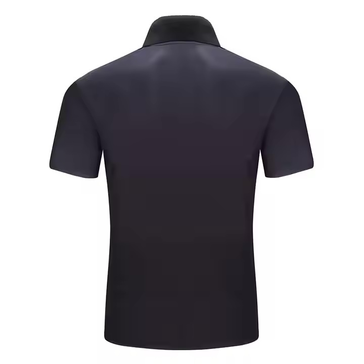 Factory Direct Men’s Black Performance Polo Shirt – Red Geometric Triangle Print