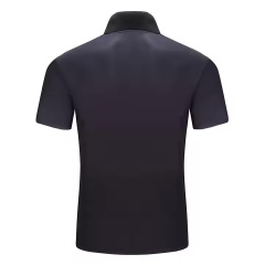 Factory Direct Men’s Black Performance Polo Shirt – Red Geometric Triangle Print