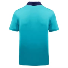 Customized Men’s Two-Tone Geometric Panel Polo Shirt – Aqua & Navy Blue