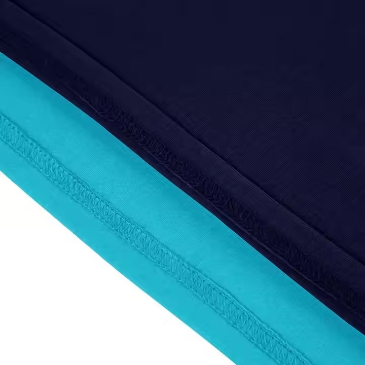 Customized Men’s Two-Tone Geometric Panel Polo Shirt – Aqua & Navy Blue