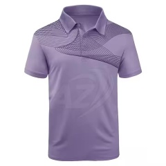 Custom Design  Men’s Lavender Tech Polo Shirt – Abstract Wave Line Print