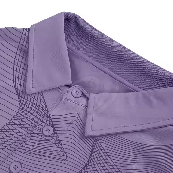 Custom Design  Men’s Lavender Tech Polo Shirt – Abstract Wave Line Print