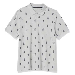 OEM ODM  Men’s Light Grey Polo Shirt – Navy Pineapple Embroidered Pattern
