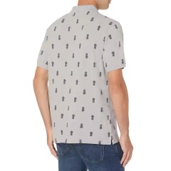 OEM ODM  Men’s Light Grey Polo Shirt – Navy Pineapple Embroidered Pattern