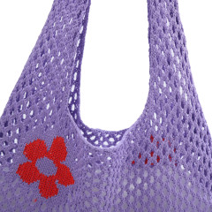 OEM ODM Purple Flower Net Tote Bag