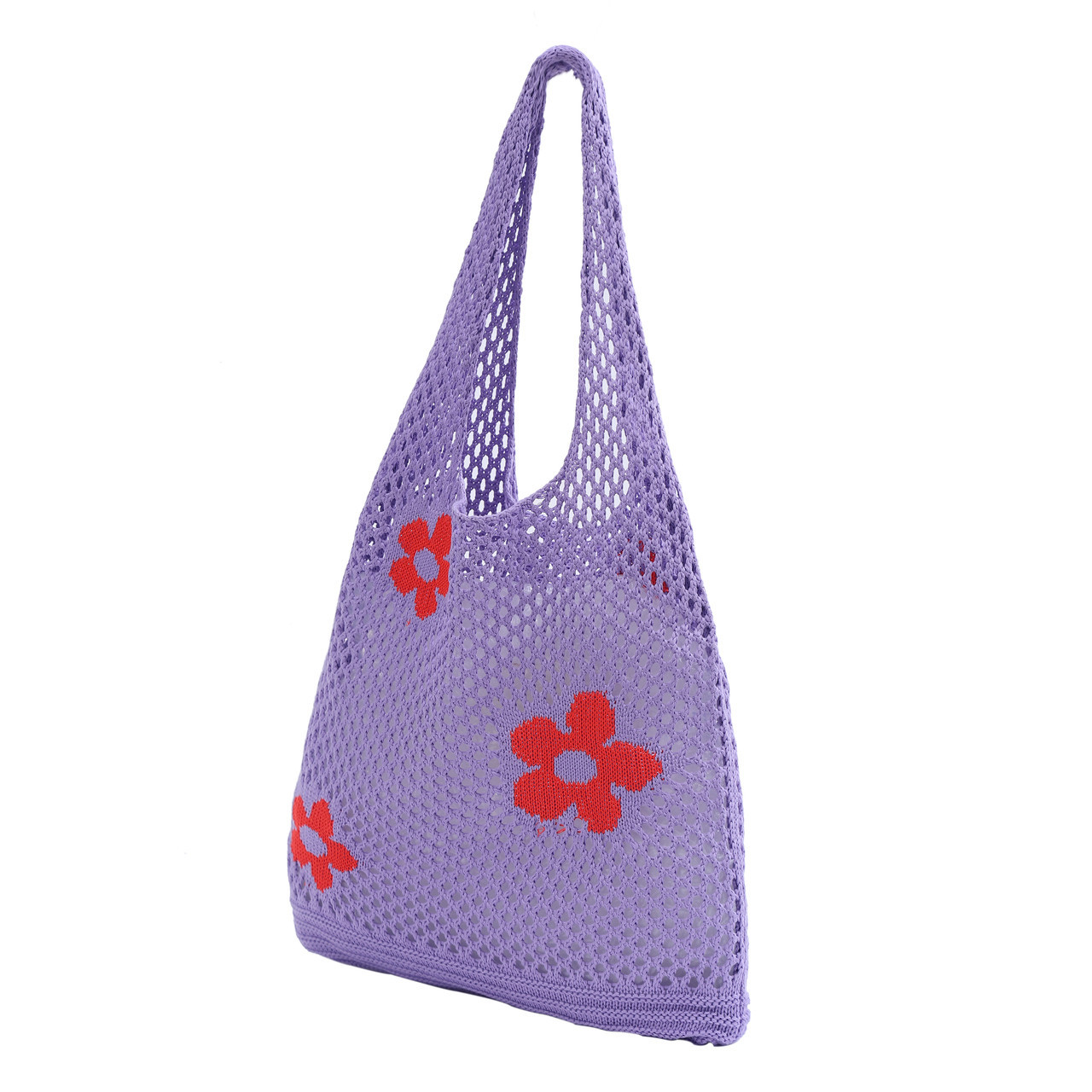 OEM ODM Purple Flower Net Tote Bag