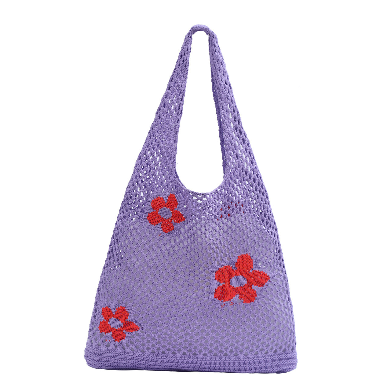 OEM ODM Purple Flower Net Tote Bag