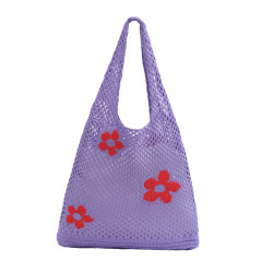 OEM ODM Purple Flower Net Tote Bag