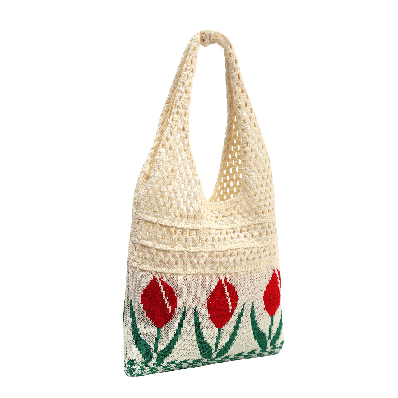 Wholesale Vintage Knit Tulip Pattern Tote Bag