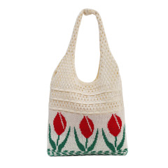 Wholesale Vintage Knit Tulip Pattern Tote Bag