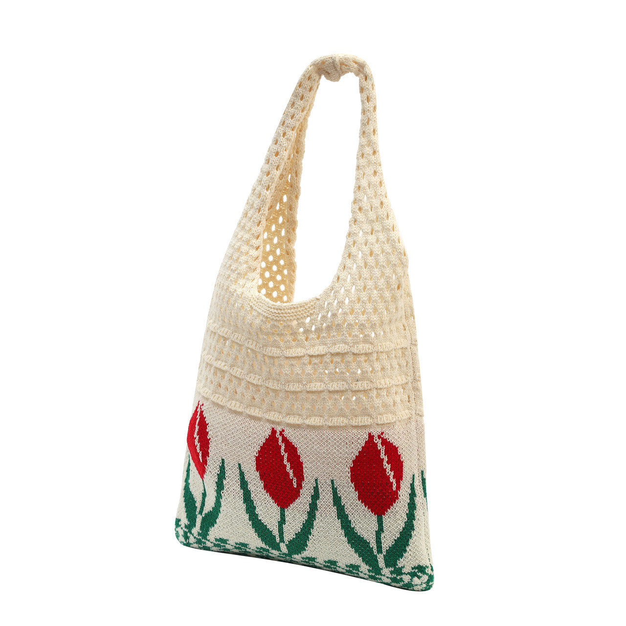 Wholesale Vintage Knit Tulip Pattern Tote Bag