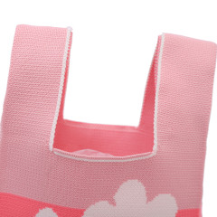 Personalized Pink Floral Knit Tote Bag