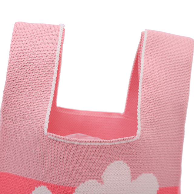 Personalized Pink Floral Knit Tote Bag