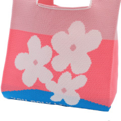 Personalized Pink Floral Knit Tote Bag