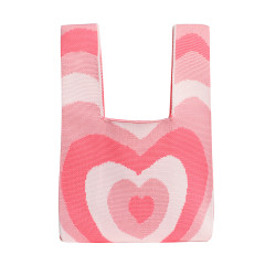 Made-to-order Pink Heart Knit Tote Bag