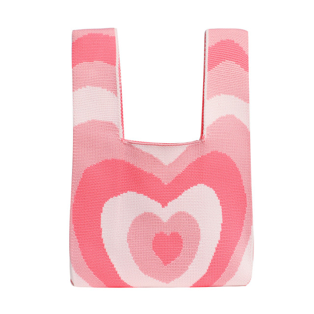 Made-to-order Pink Heart Knit Tote Bag
