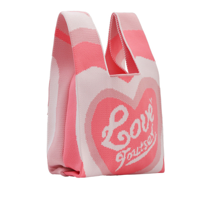 Made-to-order Pink Heart Knit Tote Bag