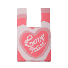 Made-to-order Pink Heart Knit Tote Bag