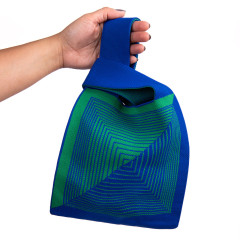 OEM ODM Blue and Green Geometric Knit Tote Bag