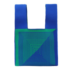 OEM ODM Blue and Green Geometric Knit Tote Bag