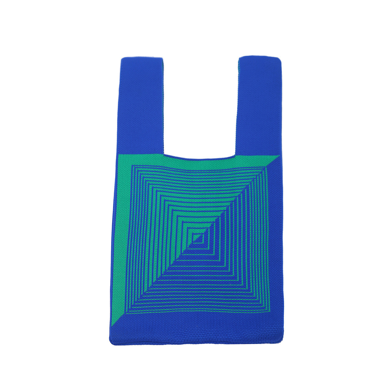 OEM ODM Blue and Green Geometric Knit Tote Bag
