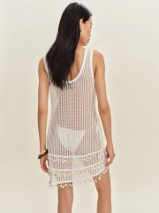 OEM Available Handcrafted Boho Beach Dress with Shell Fringe Details