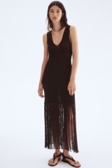 Custom Design Women’s Crochet Fringe Midi Dress