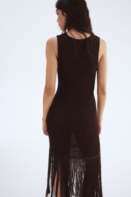Custom Design Women’s Crochet Fringe Midi Dress