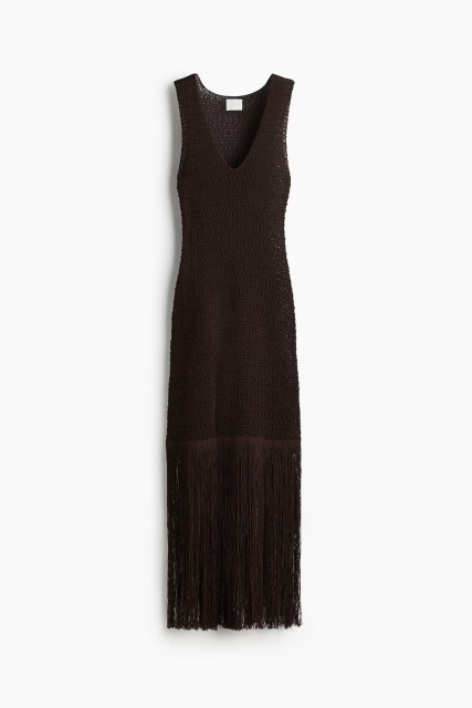 Custom Design Women’s Crochet Fringe Midi Dress