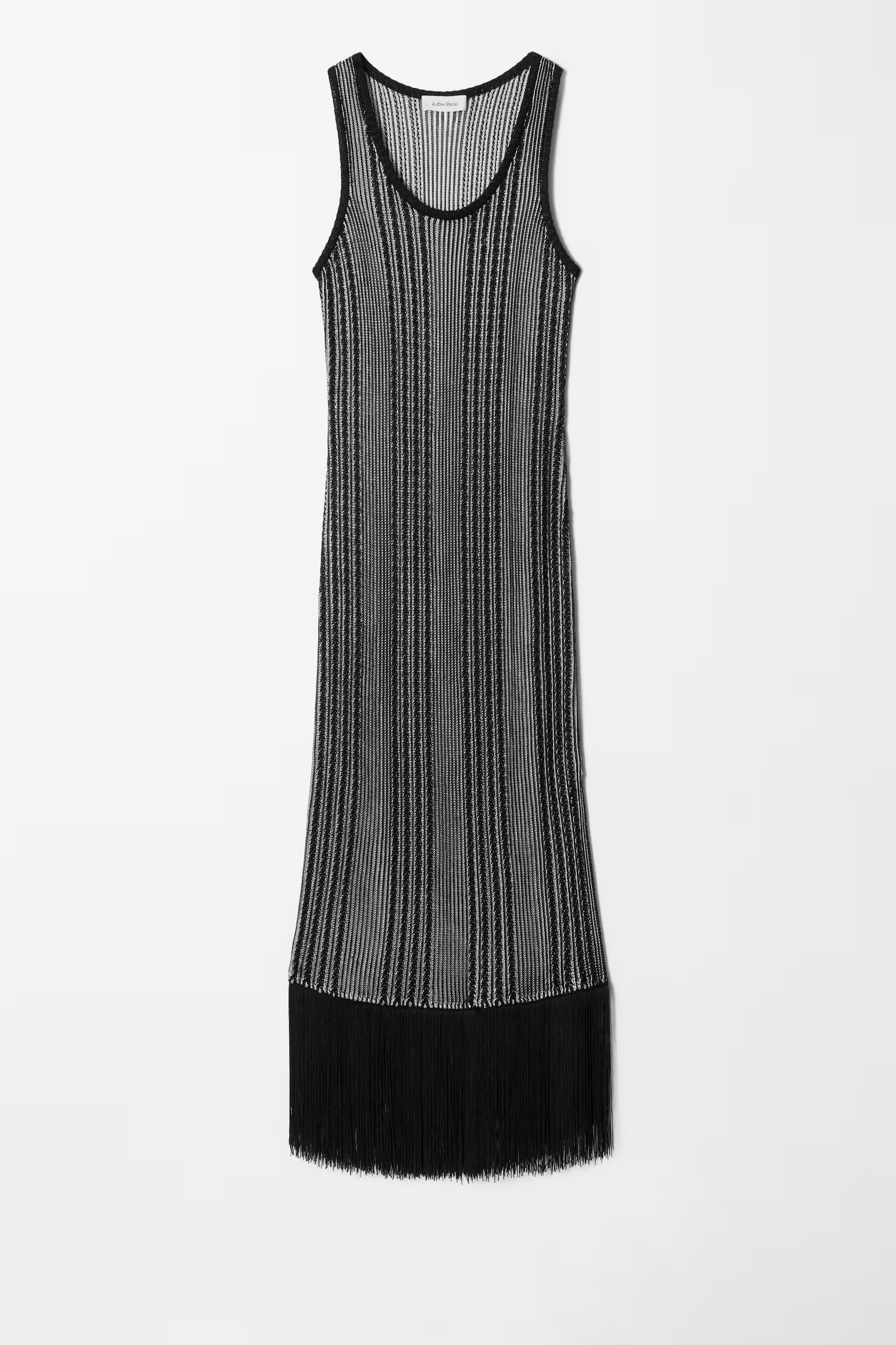 Customized Women's Metallic Knit Fringe Hem Maxi Dress
