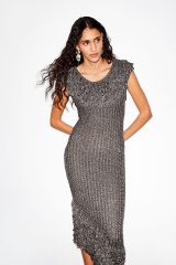 Factory Direct Women’s knit Fringe Asymmetrical Midi Dress