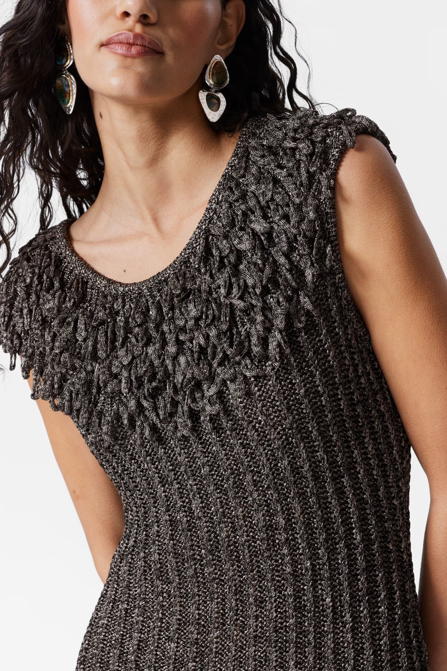 Factory Direct Women’s knit Fringe Asymmetrical Midi Dress