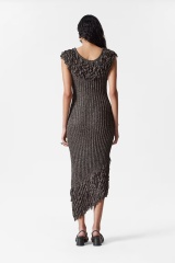 Factory Direct Women’s knit Fringe Asymmetrical Midi Dress