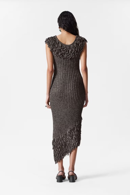 Factory Direct Women’s knit Fringe Asymmetrical Midi Dress
