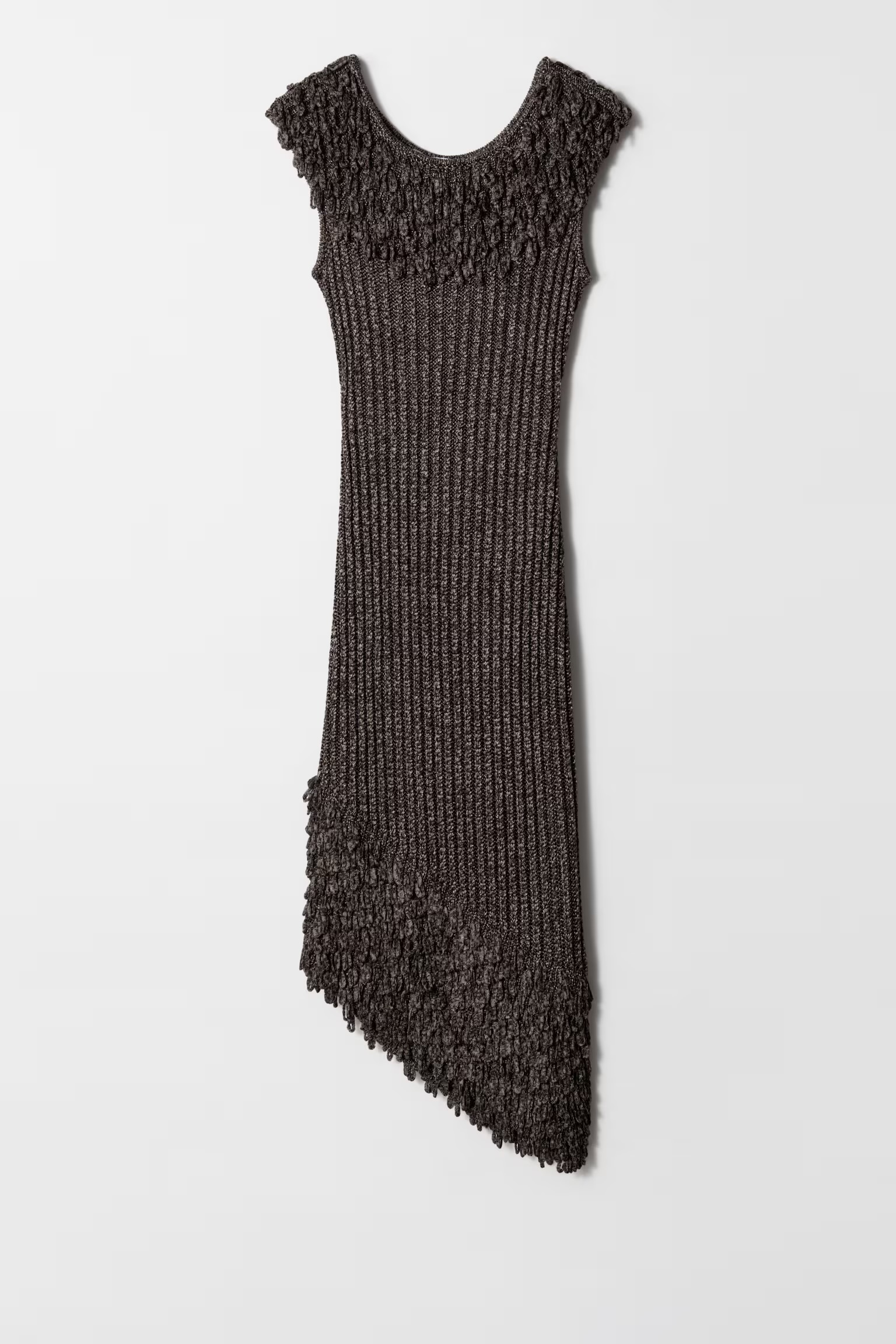 Factory Direct Women’s knit Fringe Asymmetrical Midi Dress