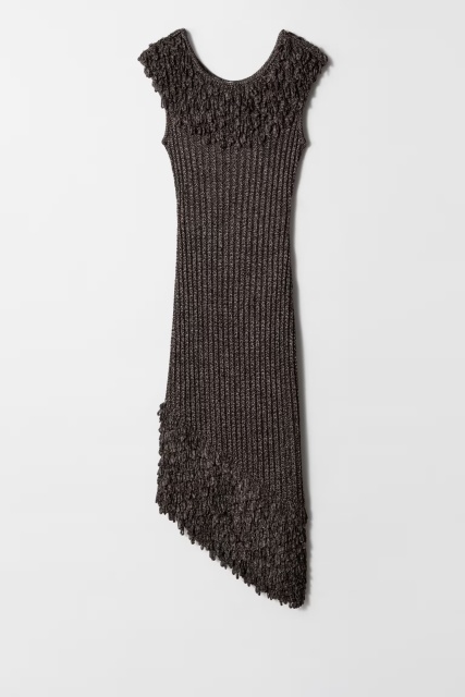Factory Direct Women’s knit Fringe Asymmetrical Midi Dress