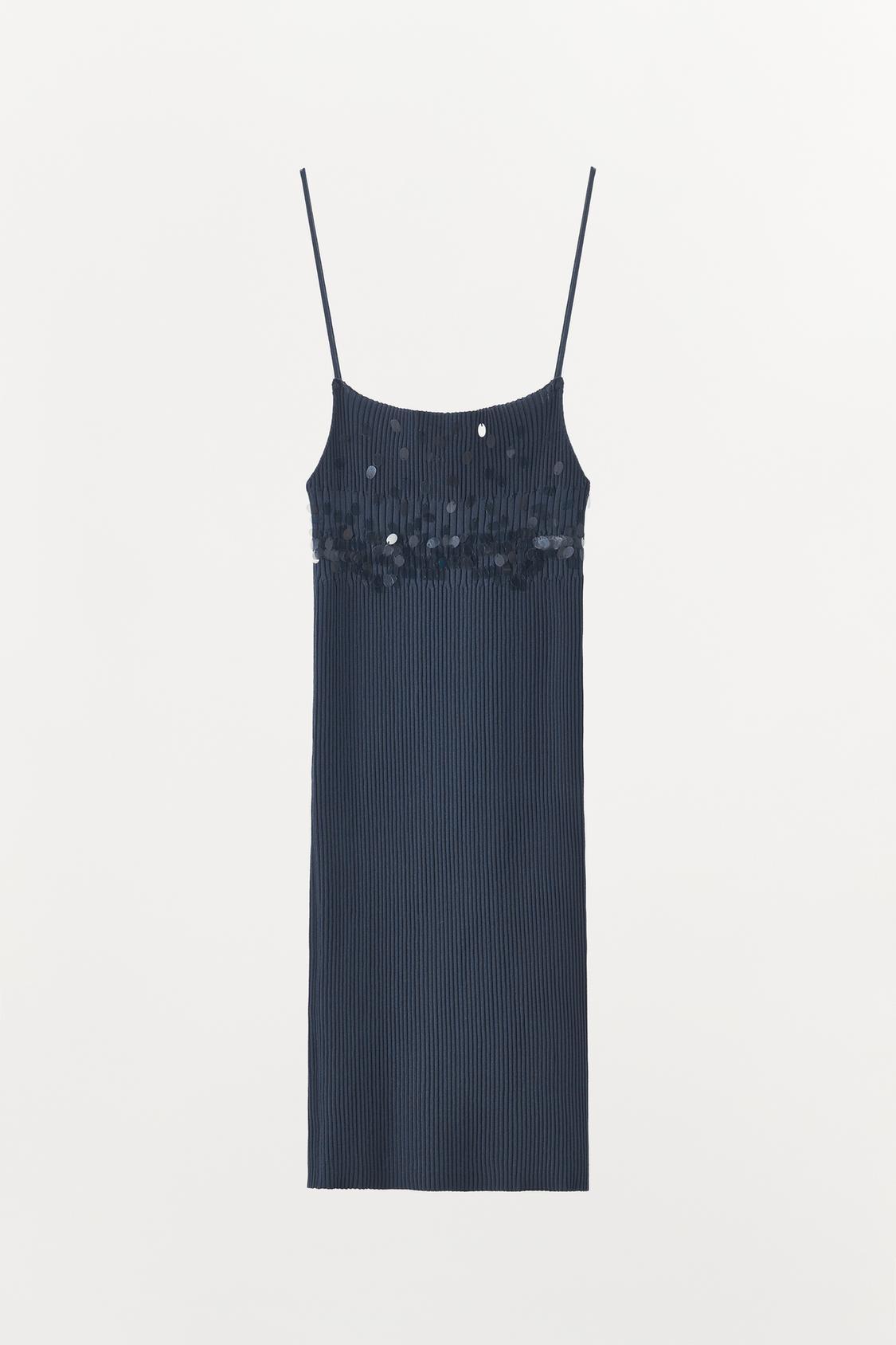 Customized  Sequin Embellished Ribbed Knit Mini Dress